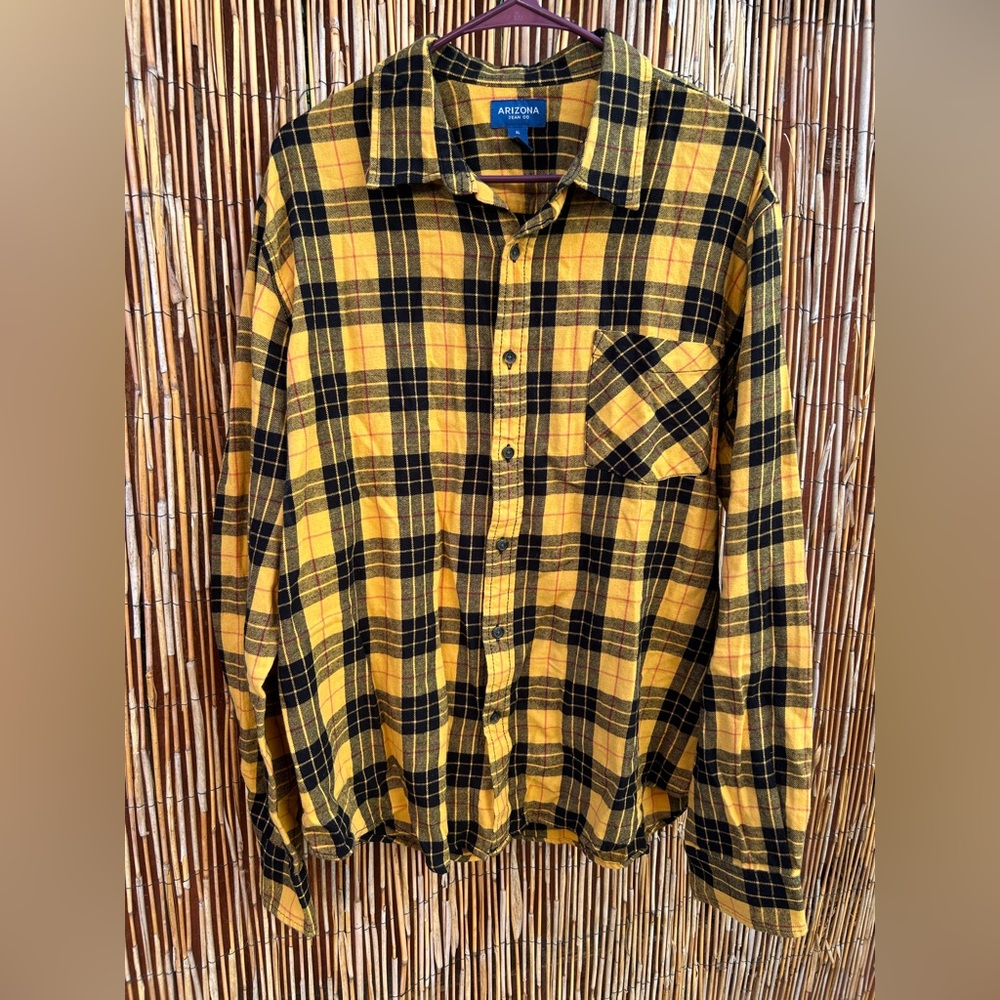 Arizona Jean Co Yellow and Black Plaid Shirt
